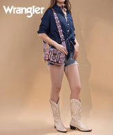 Wrangler Aztce Dual Sided Print Crossbody Purse Lavender
